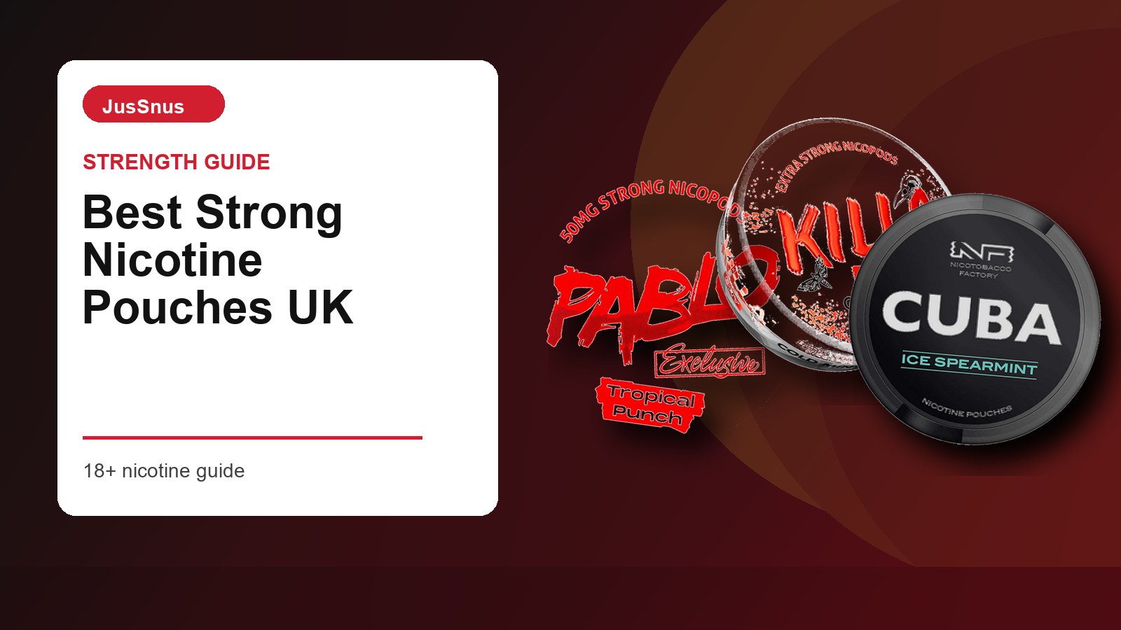 Best Strong Nicotine Pouches UK strength guide with Pablo, Killa and Cuba nicotine pouch cans
